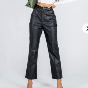 Princess Polly Encore Black Vegan Faux Leather Straight Leg